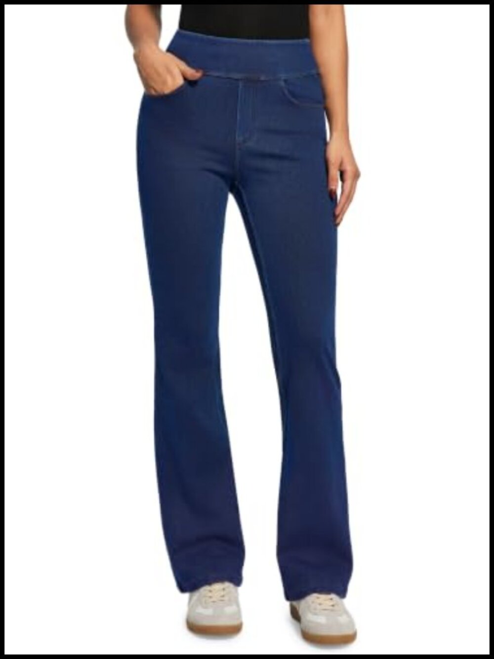 Stretchy Bootcut Pull On Jeans High Waisted Tummy Control Flare Pants
